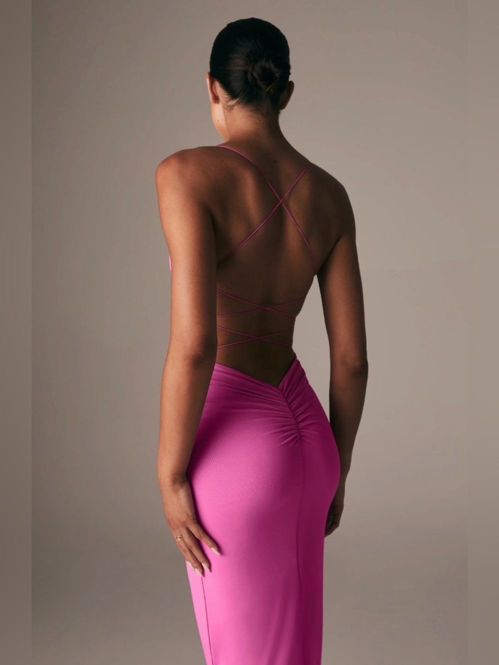 Meshki Sabine Backless Maxi Dress - Bubblegum Pink